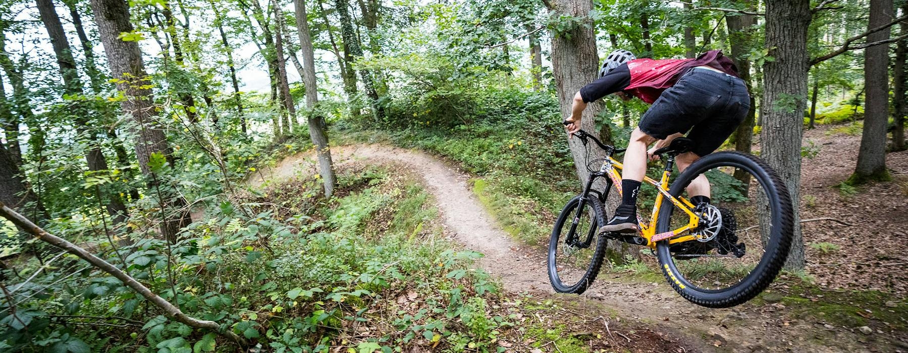 Sven Busse riding the 2022 Chameleon hardtail mountain bike. 