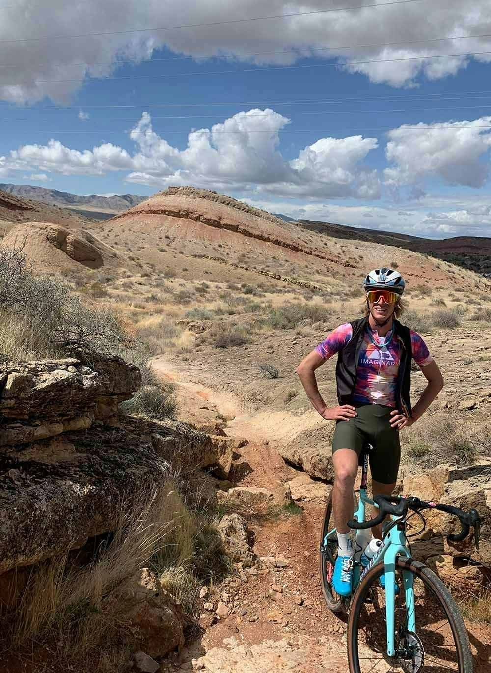 TJ Eisenhart on his gravel bike in the desert
