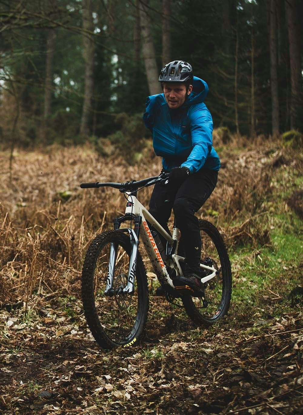 Tommy Wilkinson riding his modified Tallboy mountain bike