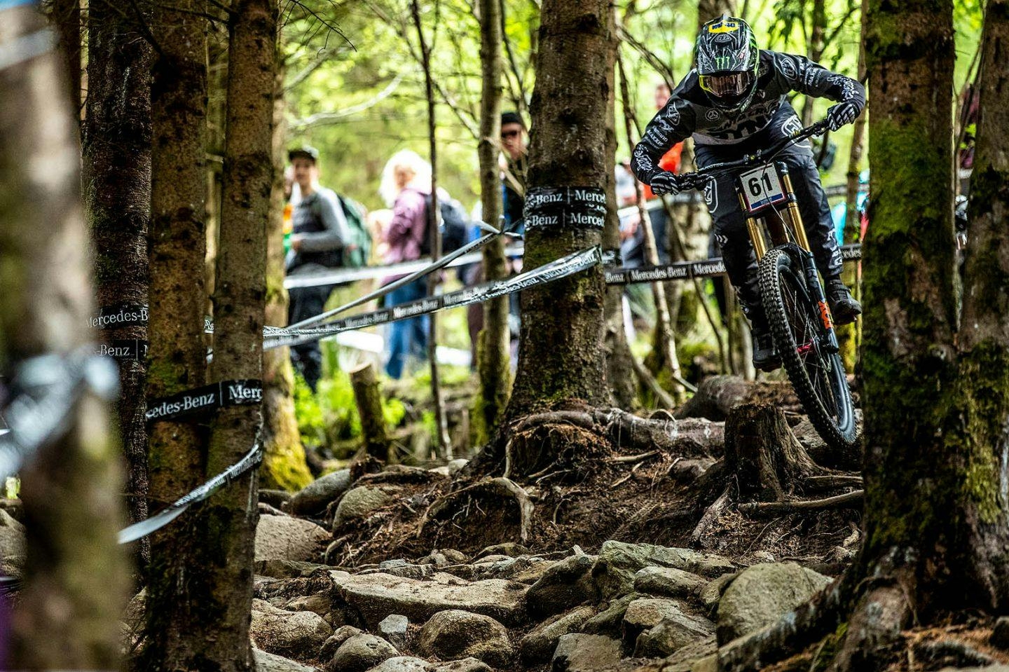 Fort William World Cup - Riding into a rock garden