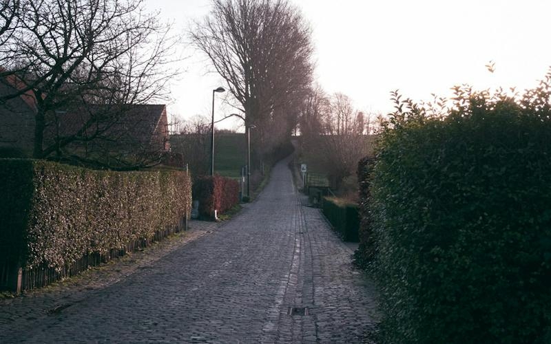 A cobblestone road in Belgium 