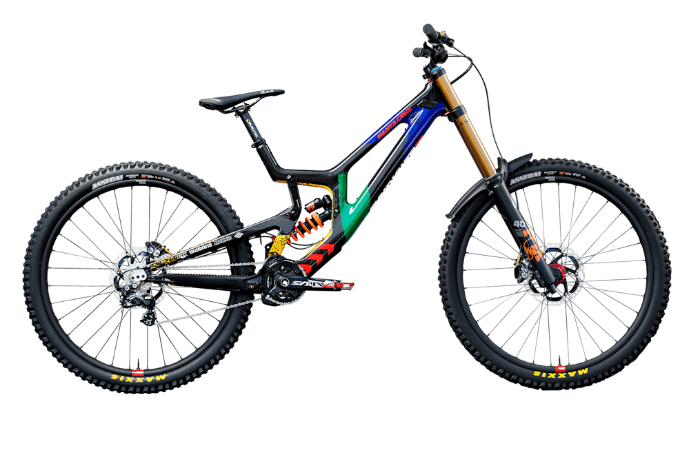 V10 Downhill Bike als Customaufbau in den Farben des Santa Cruz Syndicate 