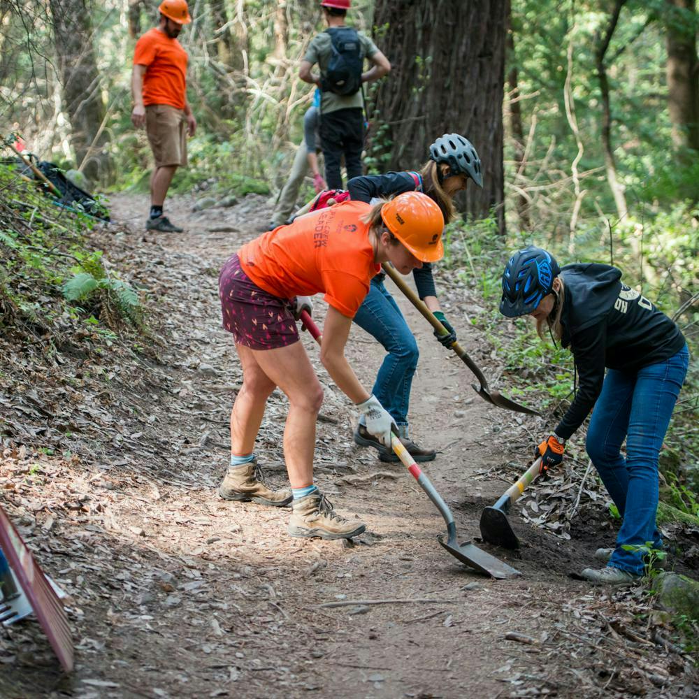 Trail maintenance with Mountain Bikers of Santa Cruz (MBOSC) - A PayDirt Grantee