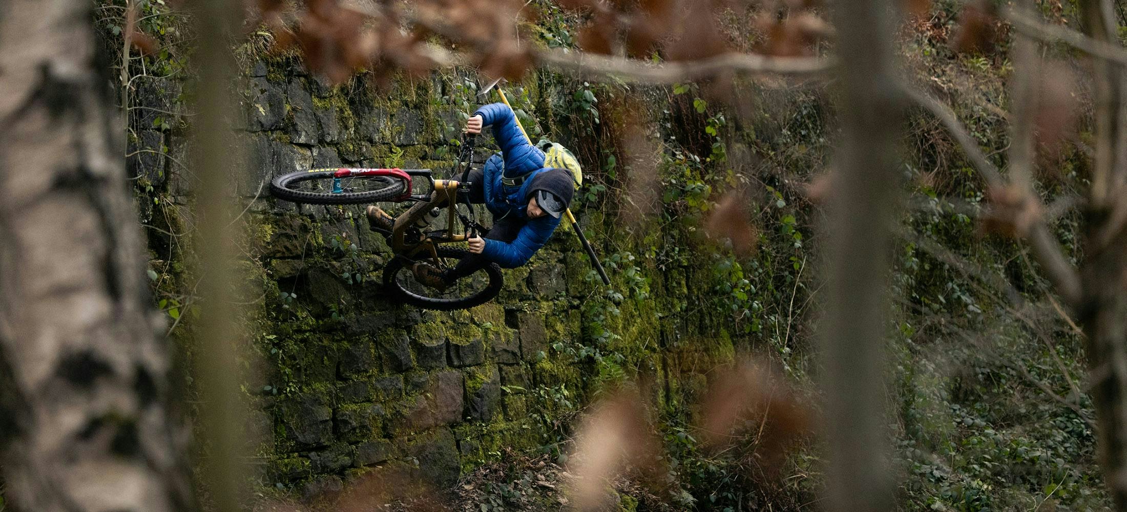 Craig Evans riding a wall ride on his Santa Cruz Bronson