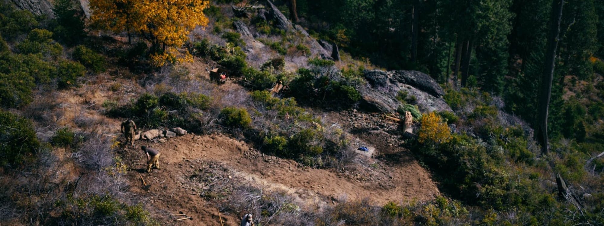Sierra Buttes trail builders working on a switchback