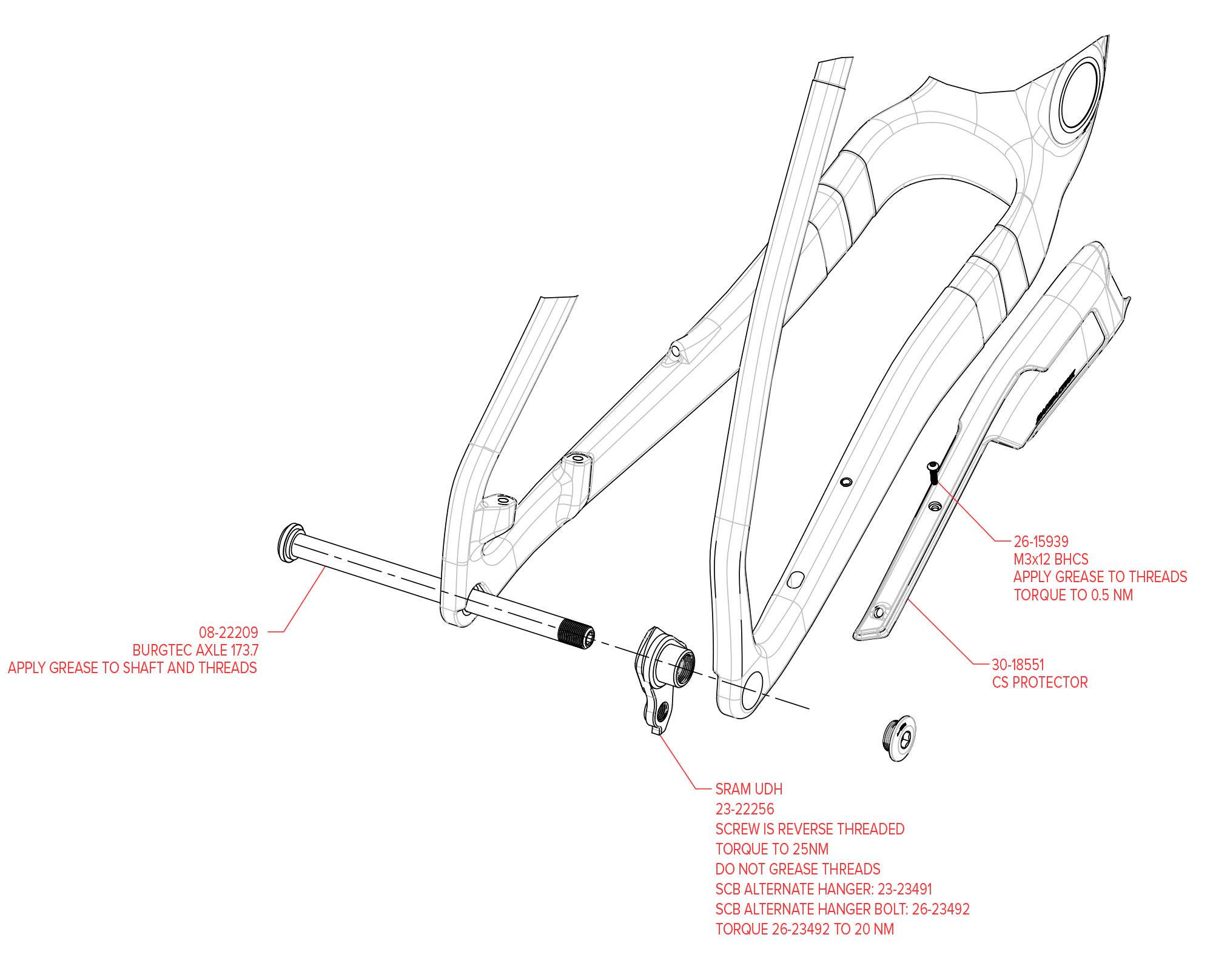 Highball 3.1 Exploded view - rear triangle